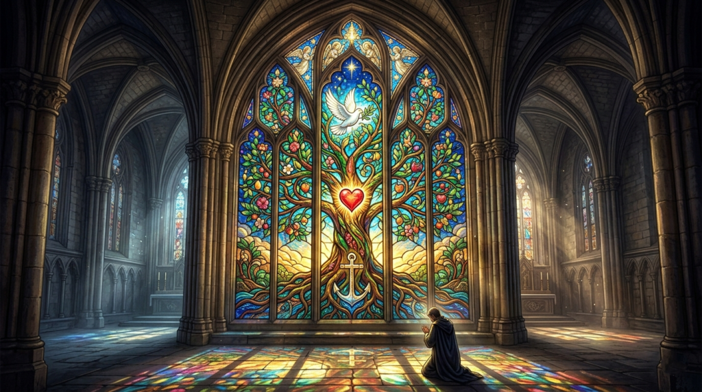 Attributes of Deity: 24 Inspiring Traits to Develop A beautiful stained glass window of the Tree of Life representing the attributes of Deity.