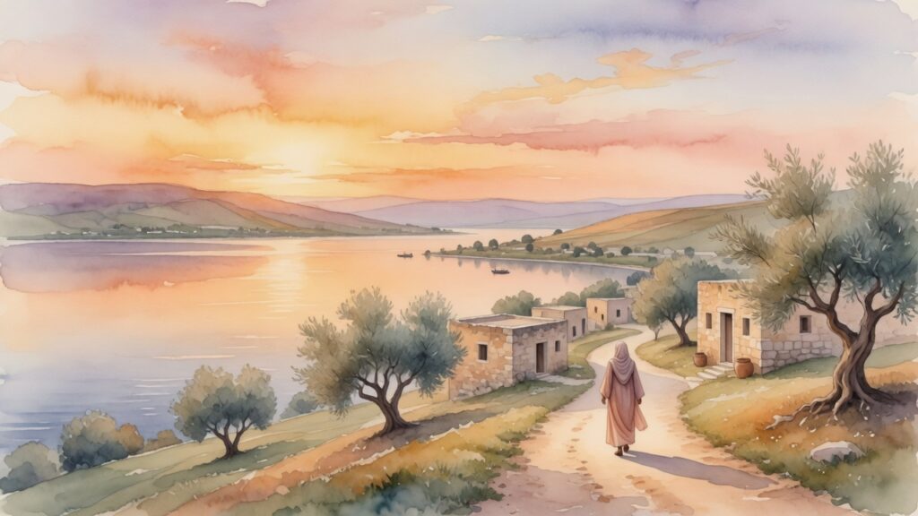 Life and Times of Jesus: 15 Amazing Historical Facts A soft watercolor illustration of ancient Galilee representing the life and times of Jesus.